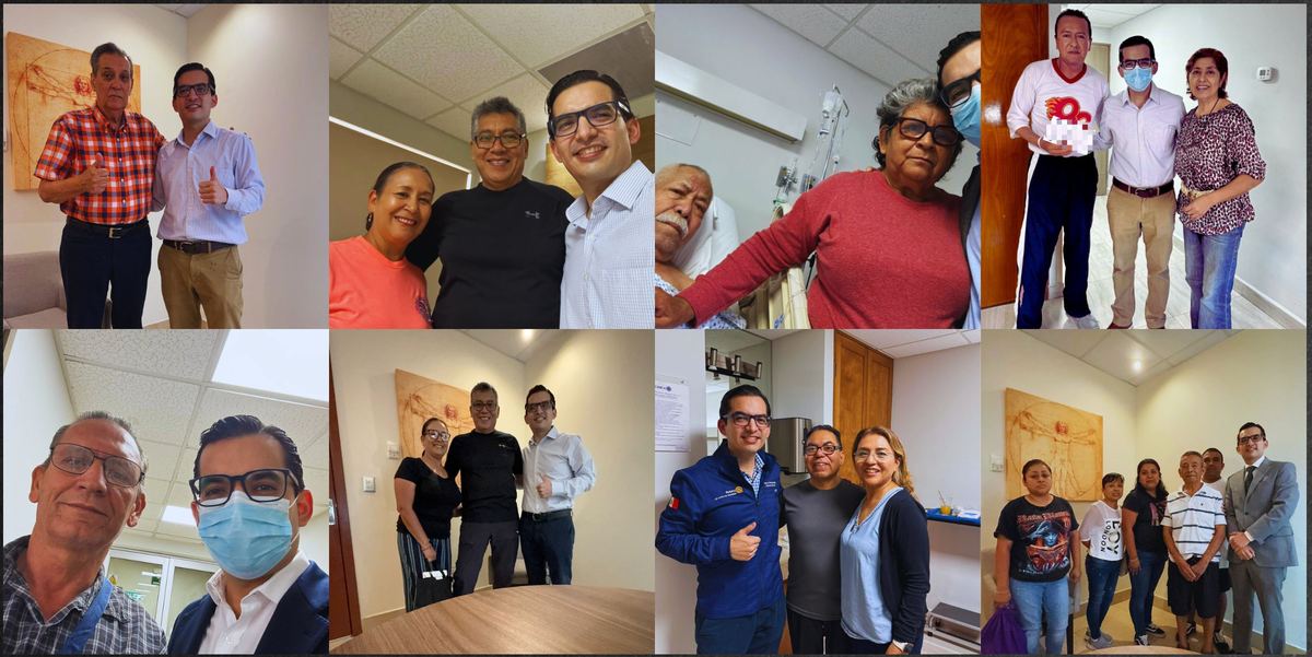 Dr. Marco Pineda con pacientes que recibieron tratamiento HoLEP